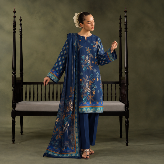 REEF | Navy Blue Multicolor Floral 3-Piece Unstitched Collection