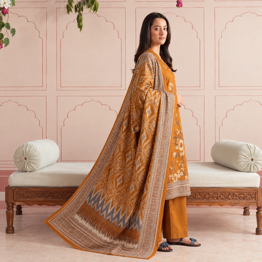 REEF | Burnt Orange & Brown Floral 3-Piece Unstitched Collection