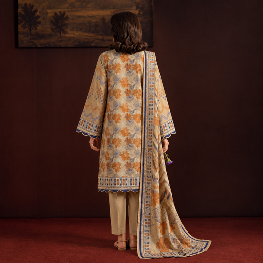 REEF | Beige, Burnt Orange & Blue Floral 3-Piece Unstitched Collection