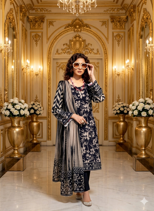 Hoor by HarbonStone | 3-Piece Premium Printed Lawn - Unstitched