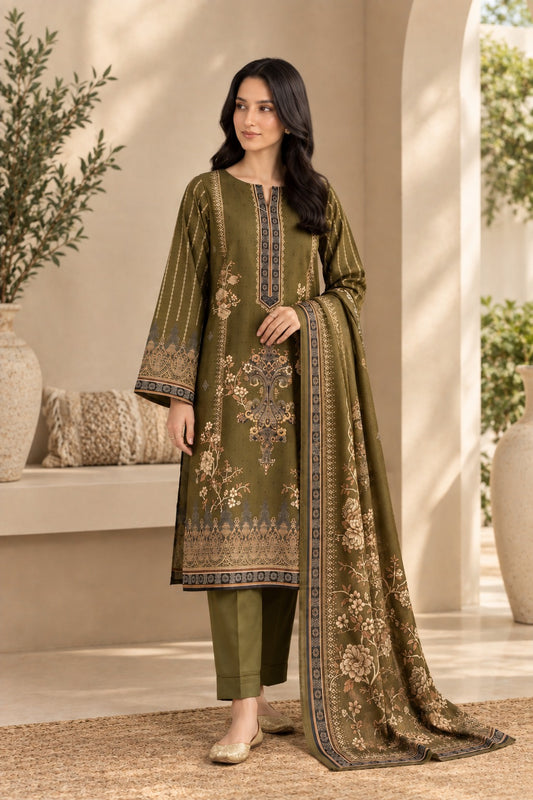 REEF | Olive Green Floral 3-Piece Unstitched