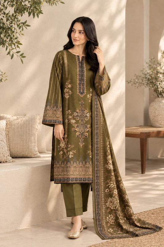 REEF | Olive Green Floral 3-Piece Unstitched