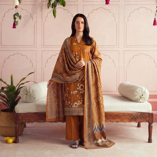 REEF | Burnt Orange & Brown Floral 3-Piece Unstitched Collection
