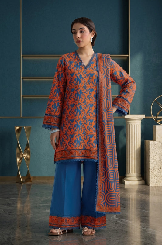 SIRAT | Royal Blue & Orange Floral 3-Piece Unstitched Collection
