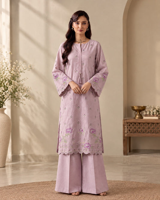 Laarfe | Dusty Lilac Purple Floral 2-Piece Unstitched Suit